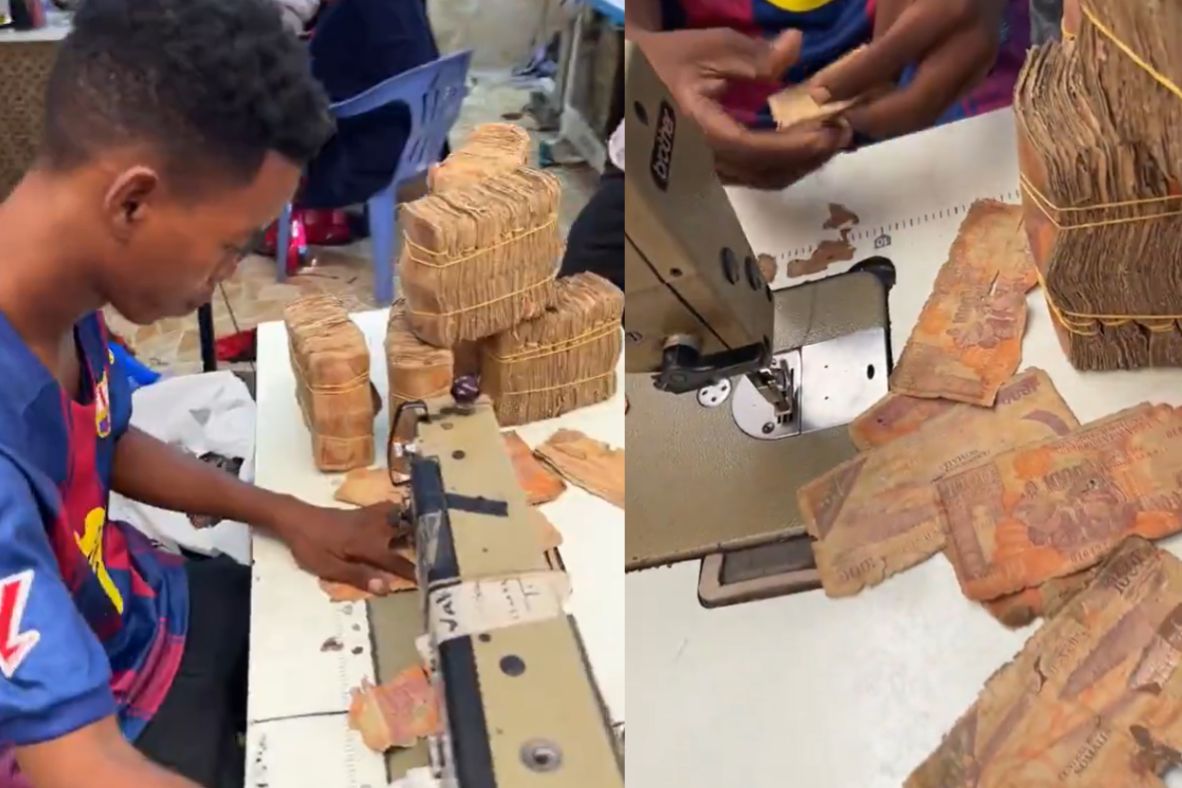 Somalia stitched currency notes damaged money usage