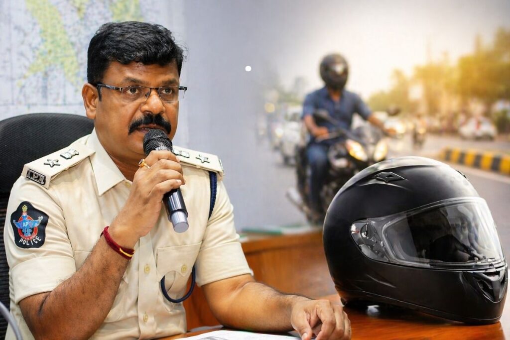 Bapatla police checking helmets during road safety awareness drive (image credit:Twitter)